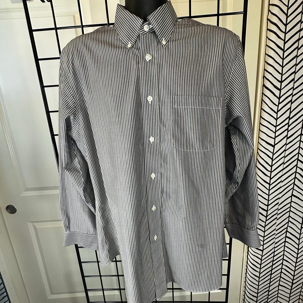 Brooks Brothers Regent Mens Large Striped Button Down Shirt Supima Cotton L/S